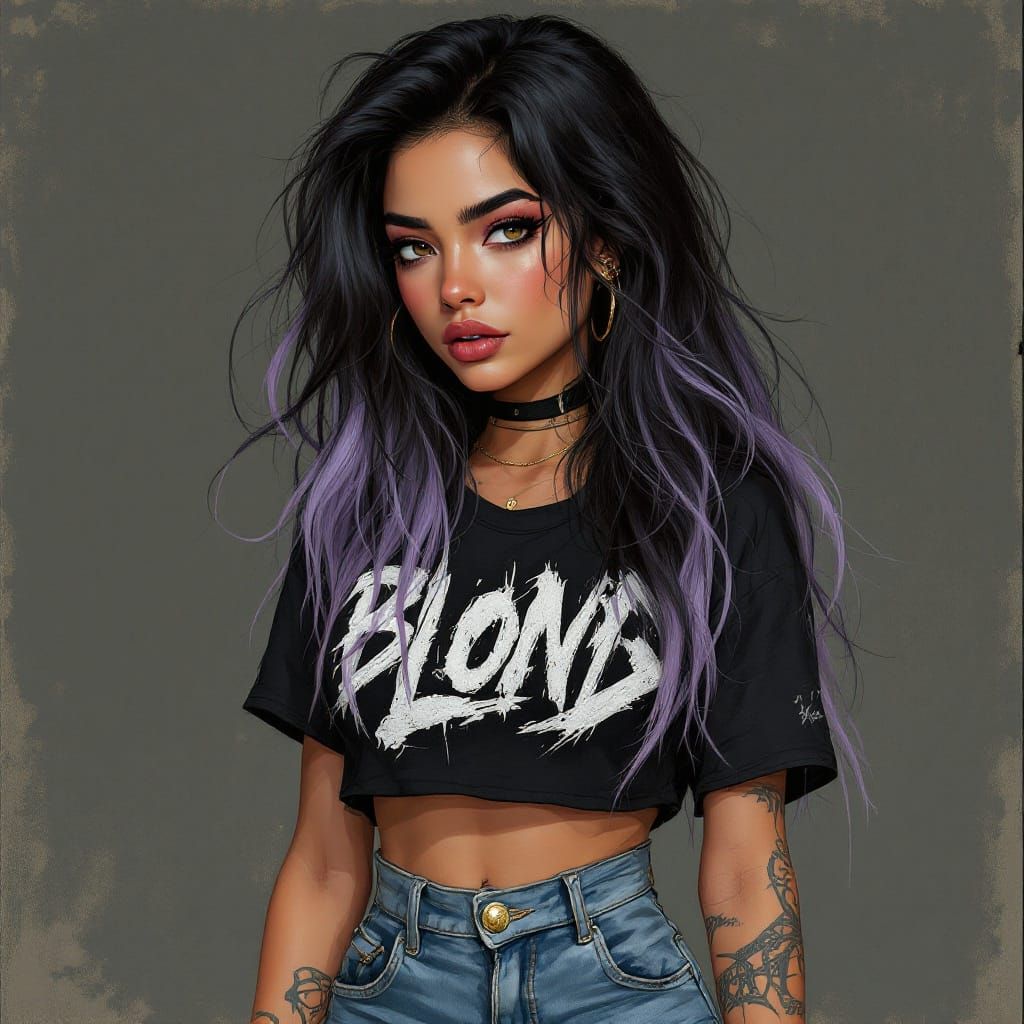 Latina Woman in Moody Emo-Inspired Portrait