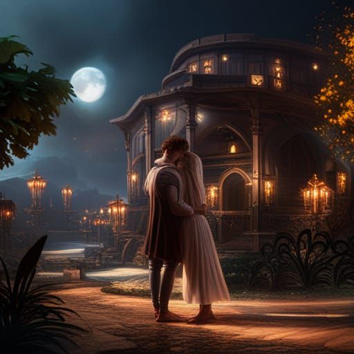 Passionate Embrace: Detailed Fantasy Concept Art