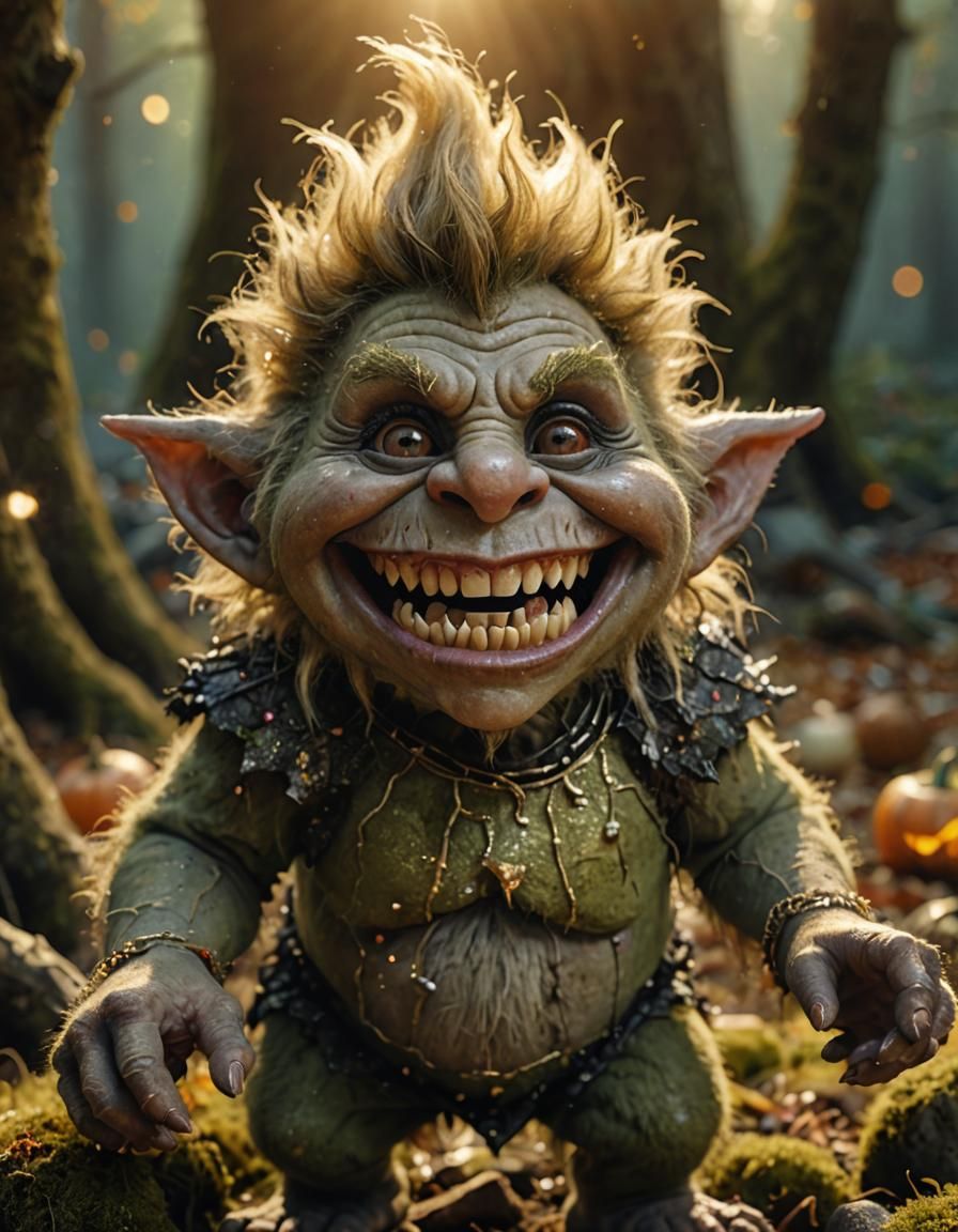 Cute Troll Trick-or-Treats: Hyperrealistic Movie Still