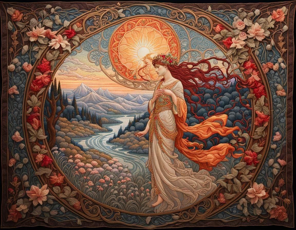 Dante's Inferno Tapestry in Art Nouveau Style