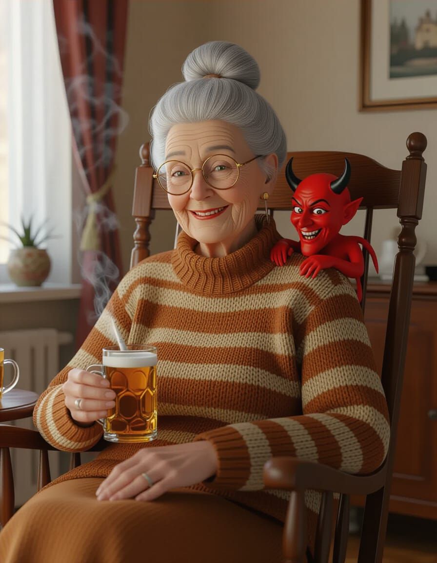 Grandma's Secret: High-Detail 8K Image of Elderly Woman