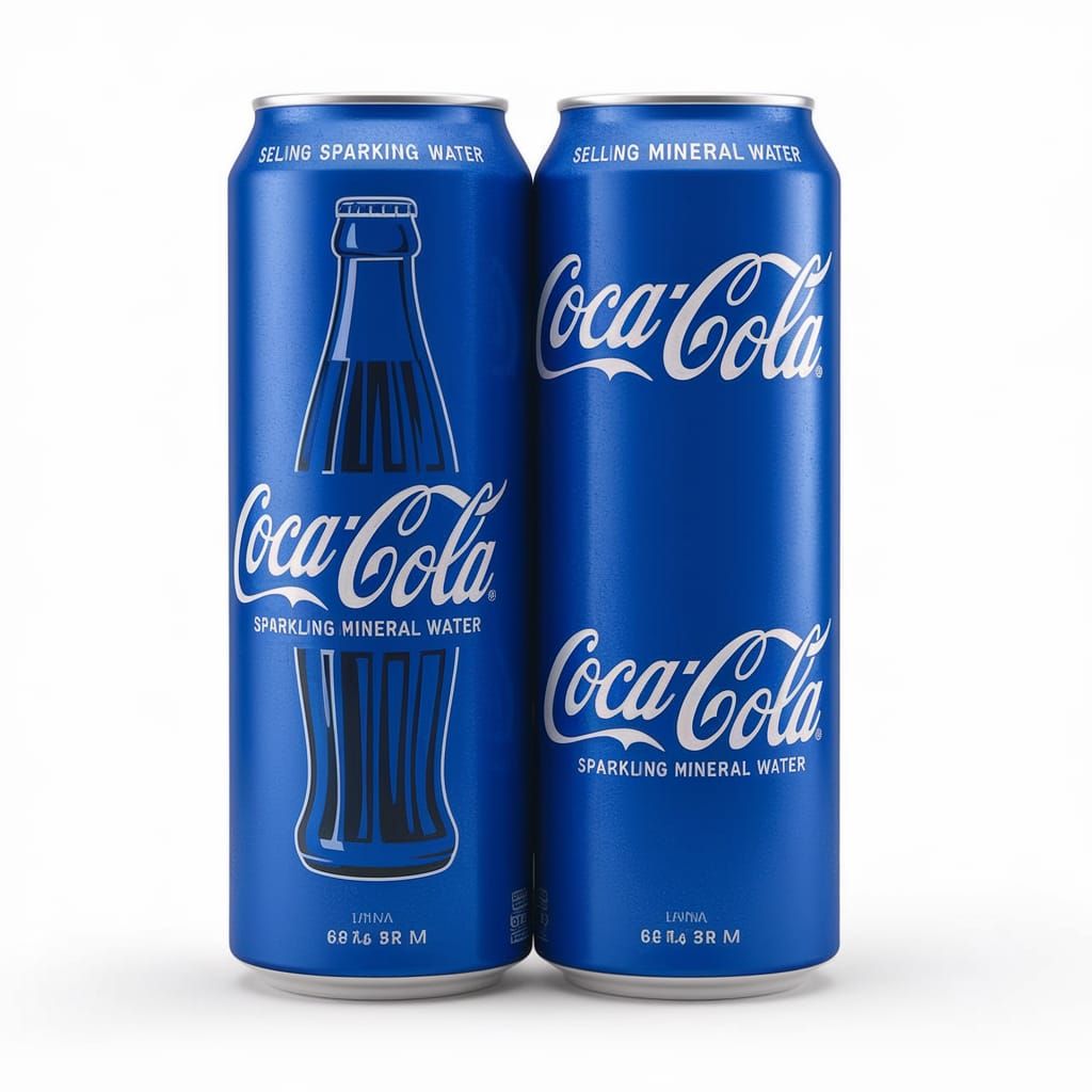 Blue Coca Cola Cans of Sparkling Water