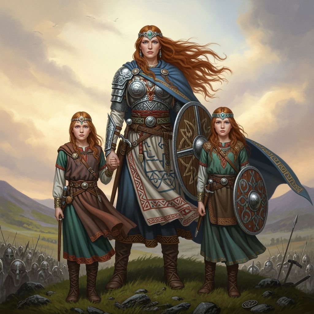 Celtic Warrior Queen Overlooking Battlefield