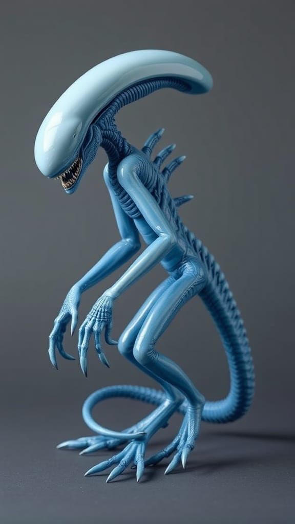 Elegant Xenomorph in Porcelain Style, Shining with Exquisite...