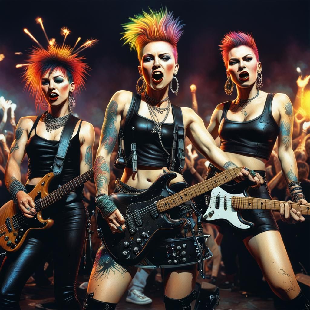 1990s Punk Rock Band Live in Concert