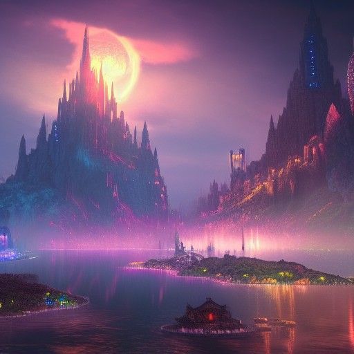 Fantastical Dark Castle in the Sky