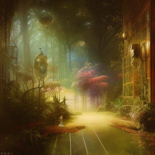 Beautiful Woman with Birds in Baroque 3D Illustration