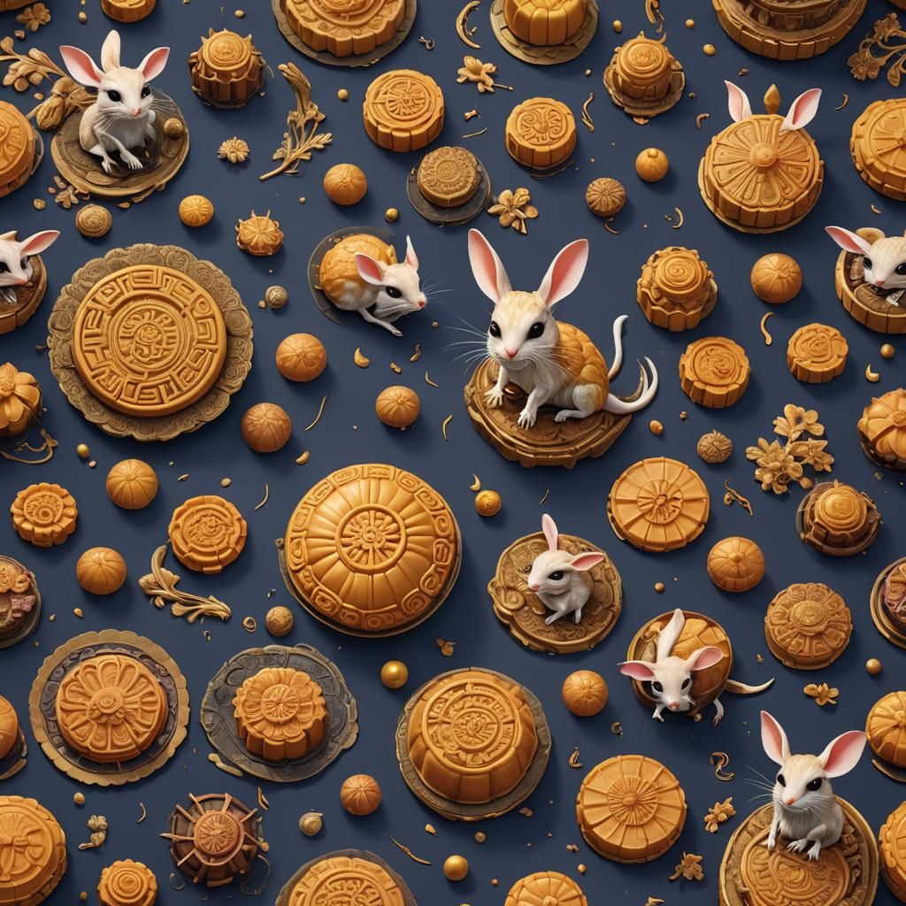 Chinese Moon Cake Jerboa Fantasy Concept Art