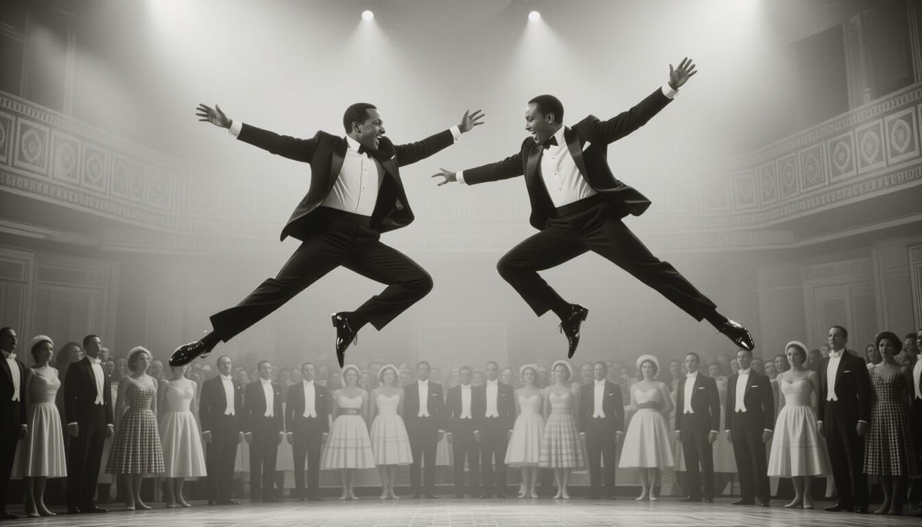 Nicholas Brothers' Dynamic Leaps in Stormy Weather Dance Sce...