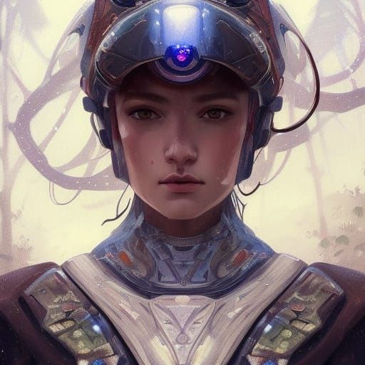 Android in Poncho, Hyperdetailed Concept Art