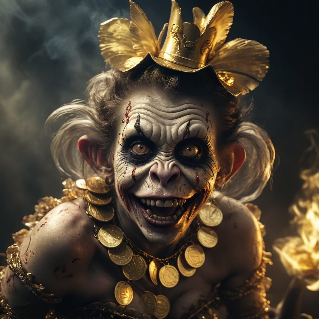 Golden Zombie Monkey Burlesque Dancer: Digital Art