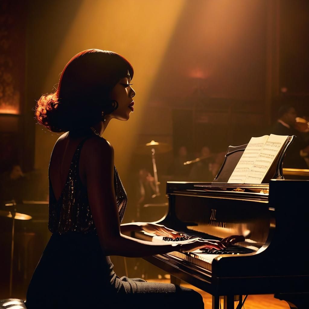 Anime Woman Singing in Jazz Club