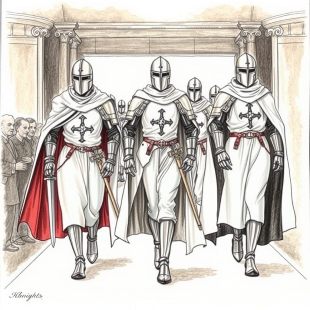 Crusader Knights in Satin Couture Illustration