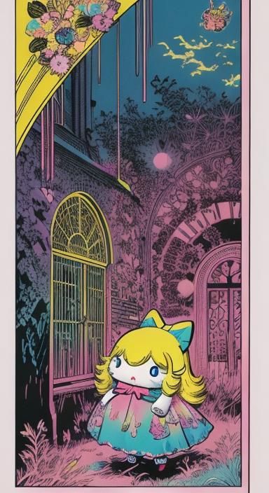 Kawaii Decora Sanrio Design in Psychedelic Style