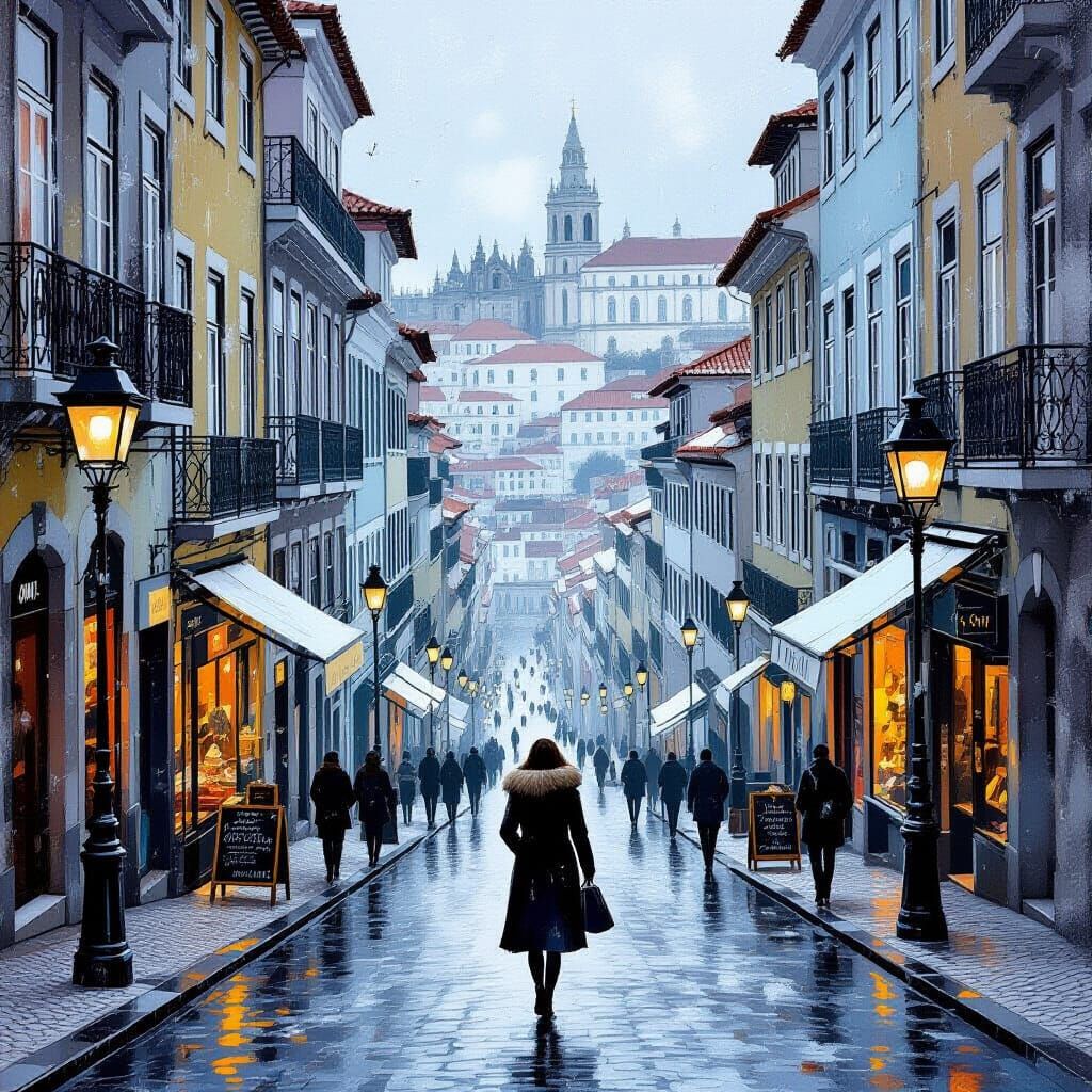 Lisbon Winter Scene Inspired by Bertram Brooker
