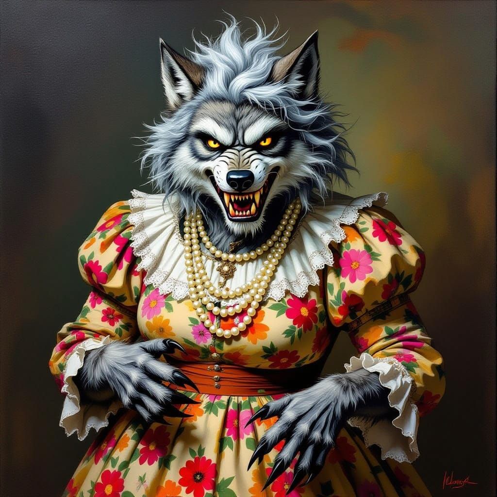 Werewolf in Disguise: Darkly Humorous Bosch-Goya Style