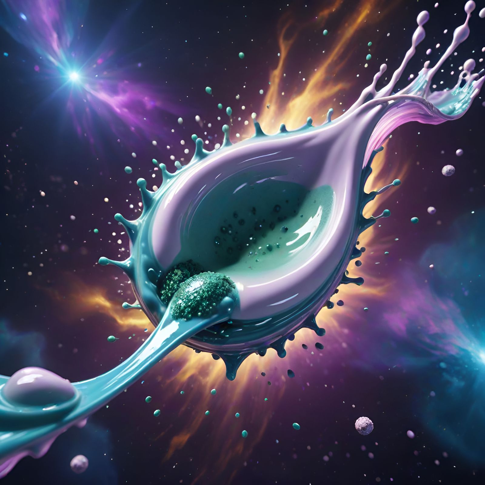 Ethereal Blue Spirulina Hologram in Cosmic Space