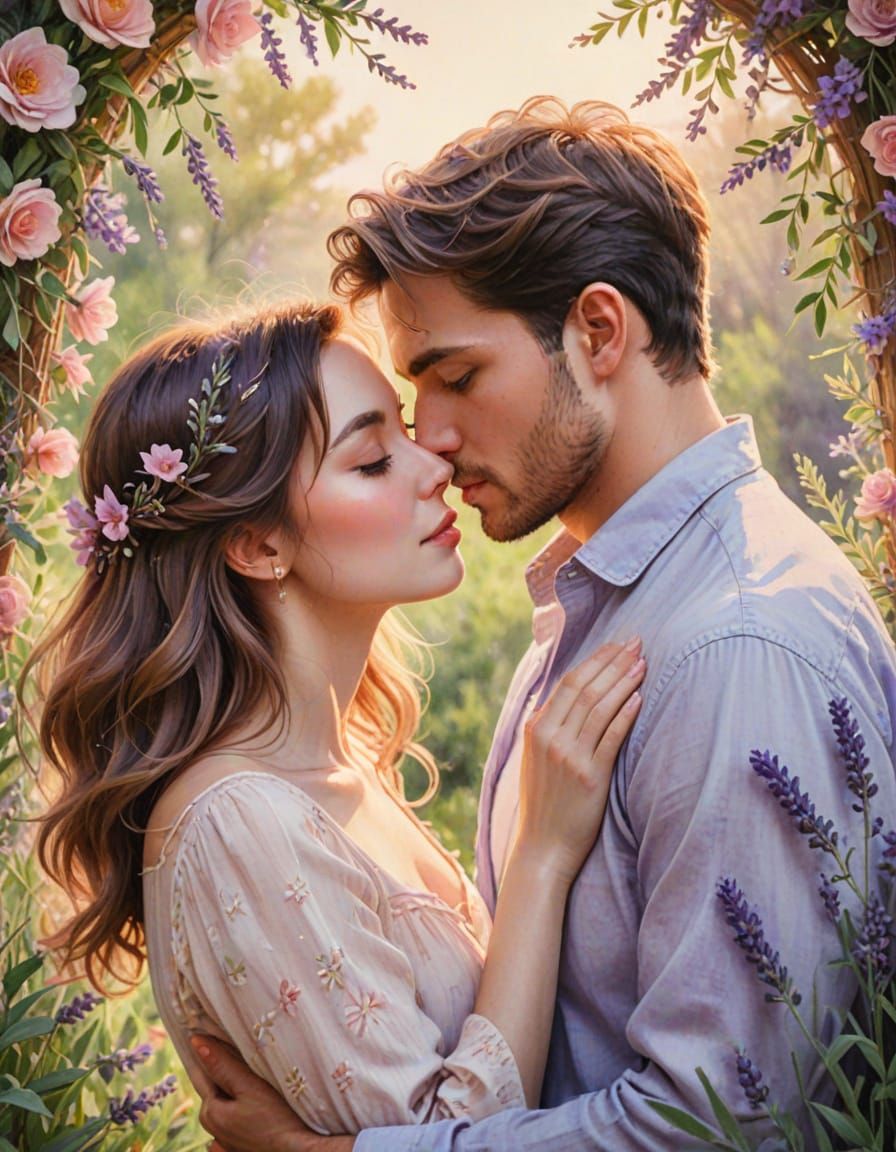 Soulmates Share a Deep, Passionate Kiss in a Whimsical Water...