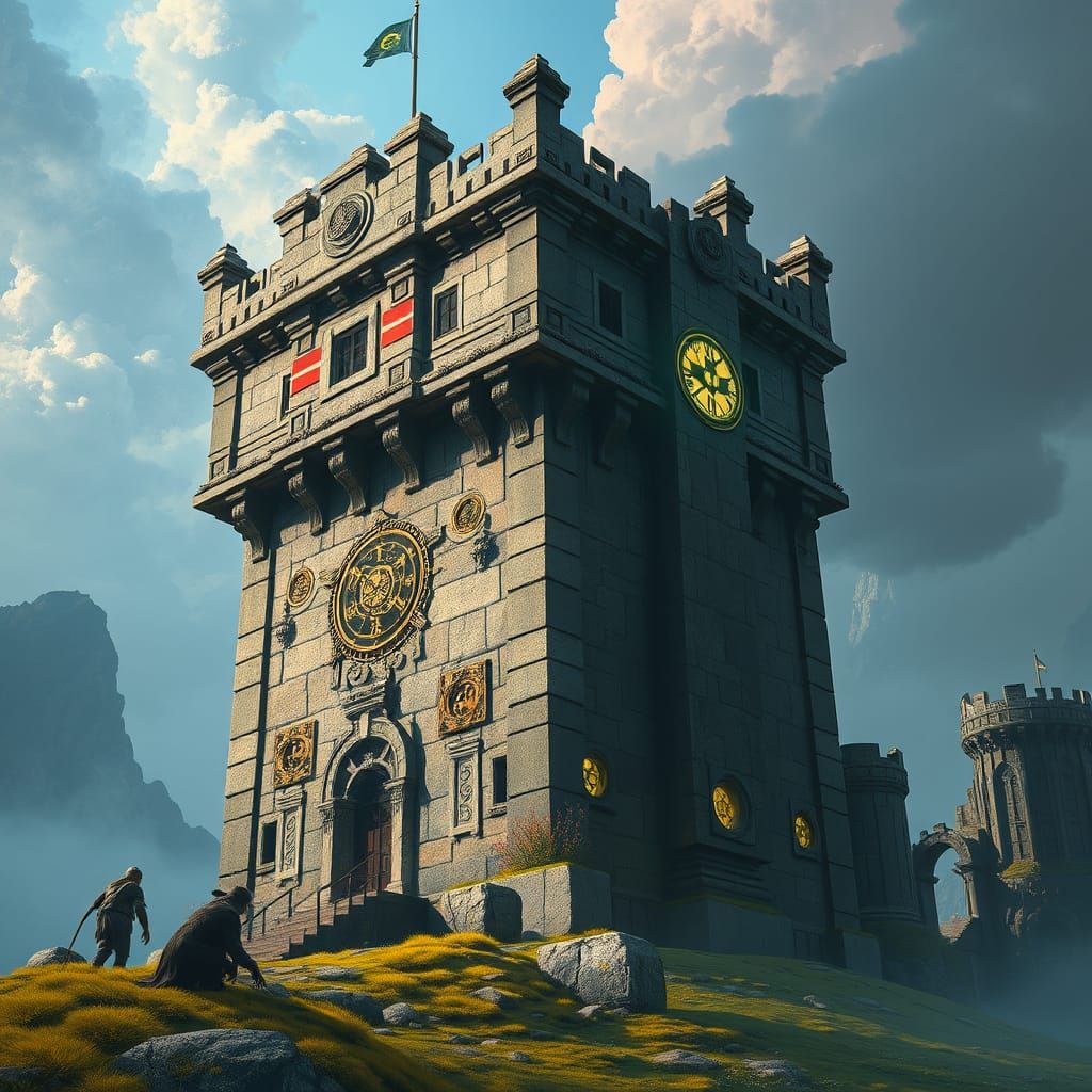 Ancient Watchtower in a Fantastical Landscape