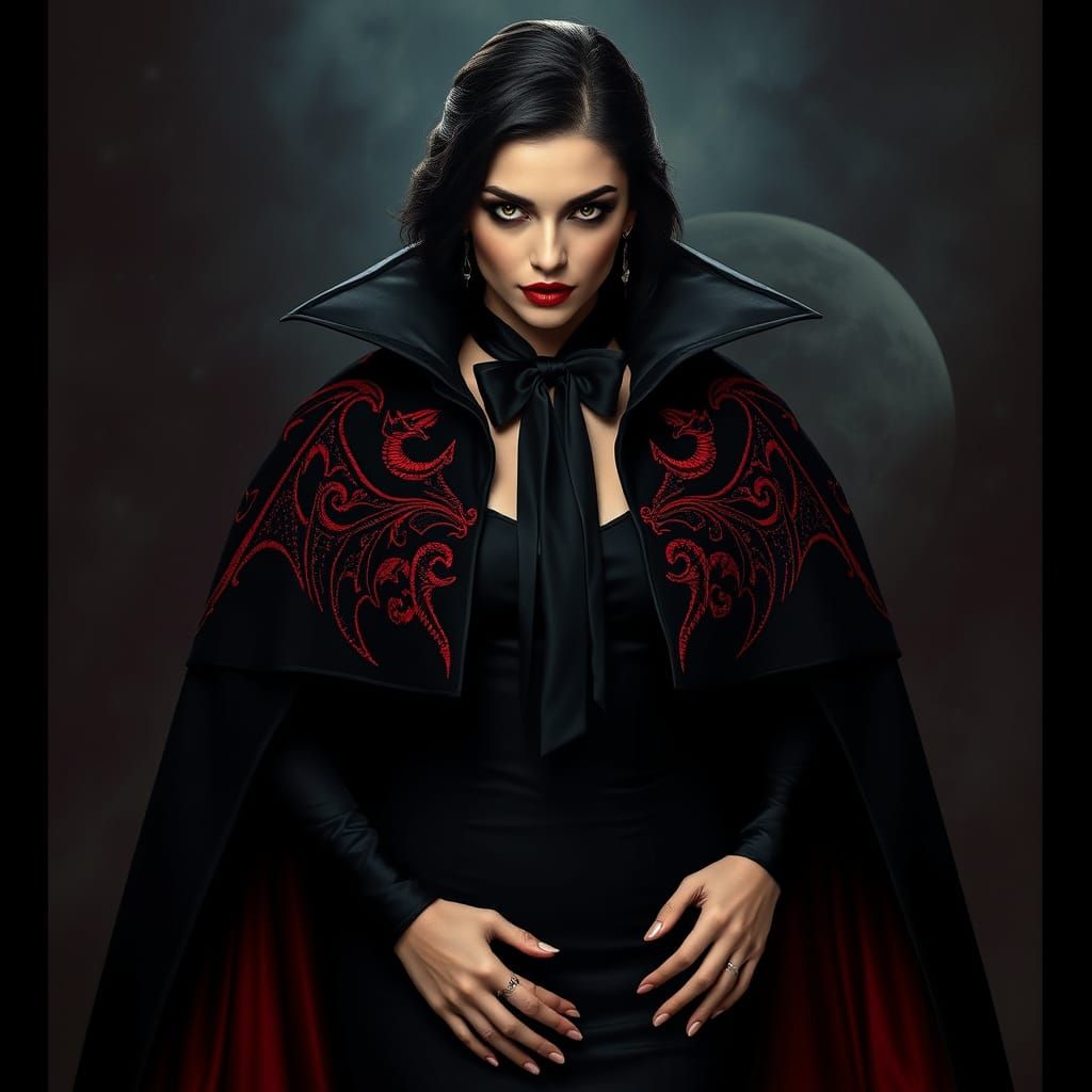 Seductive Vampire Countess in Dark Gothic Elegance