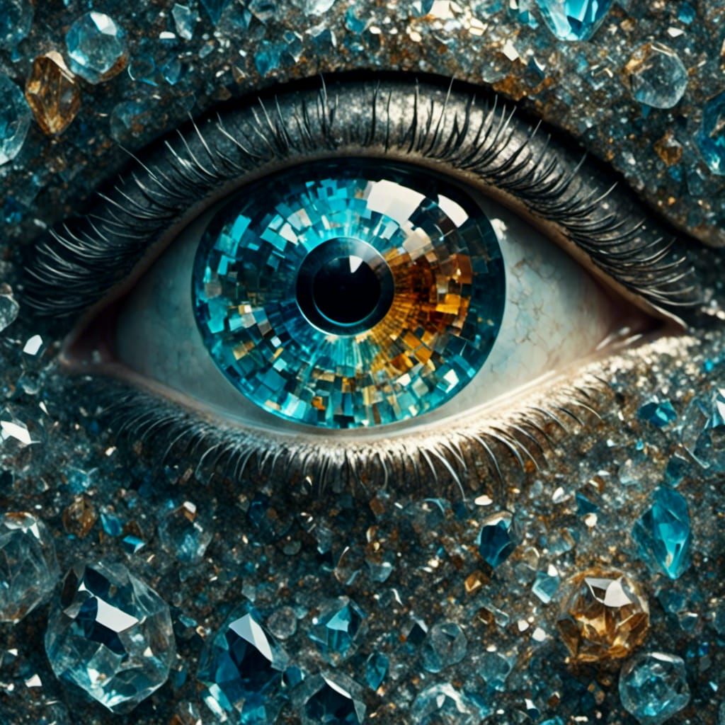 Detailed Eye Reflecting Winter Landscape in Hyperrealism