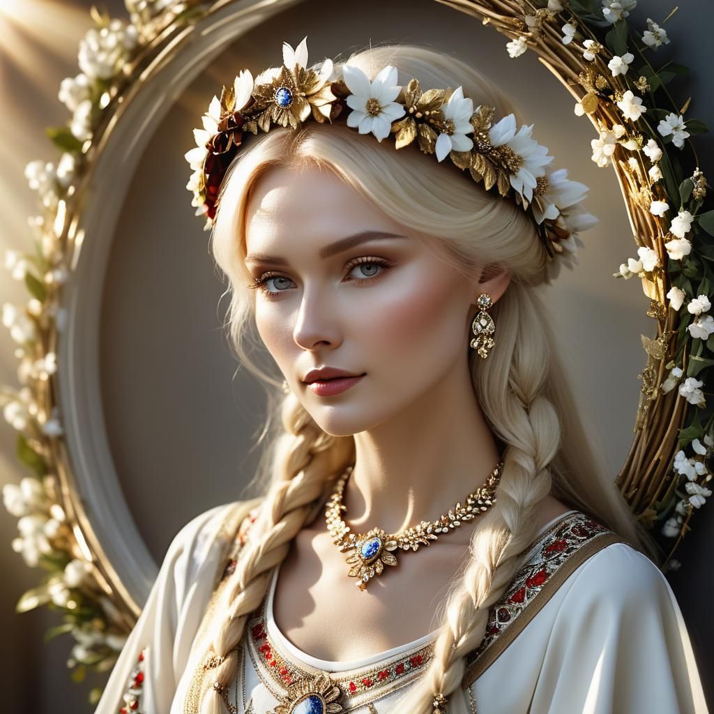 Angelic Russian Beauty in Traditional Slavic Dress