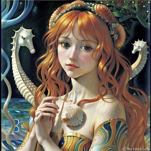 Psychedelic Seashells and Seahorses in Mixed Styles