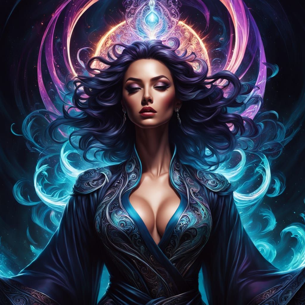 Fantasy Illustration of Woman with Swirling Aura