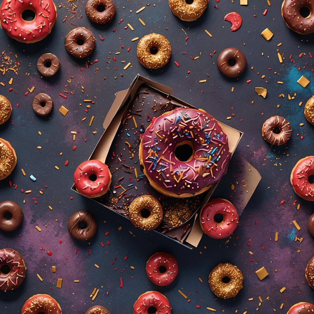 Realistic Red Iced Donut with Chocolate Flakes