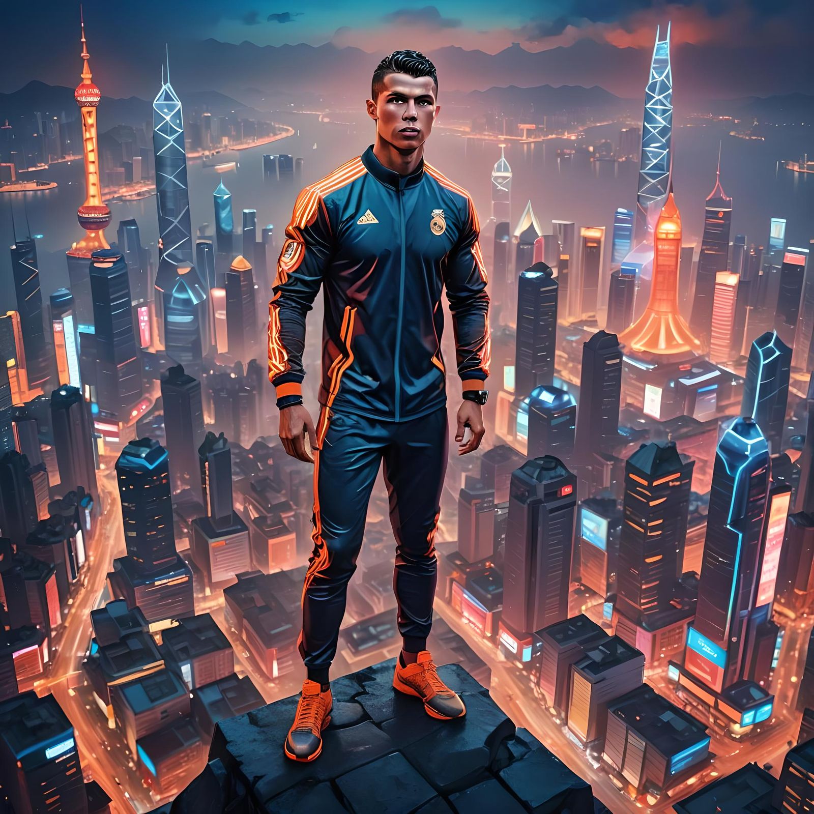 Christiano Ronaldo in Shanghai: Detailed Matte Painting