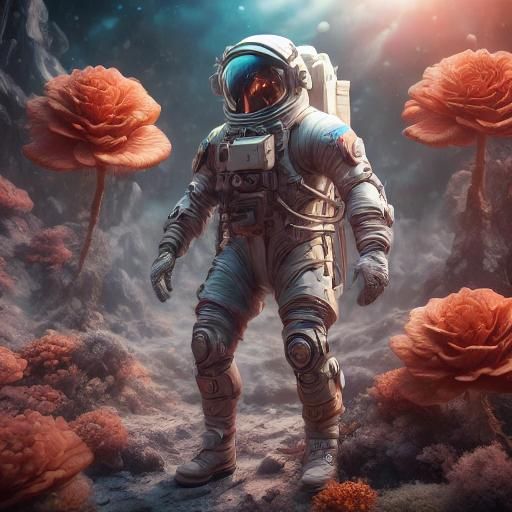 Astronaut with Butterfly Wings in Fantasy Art Style
