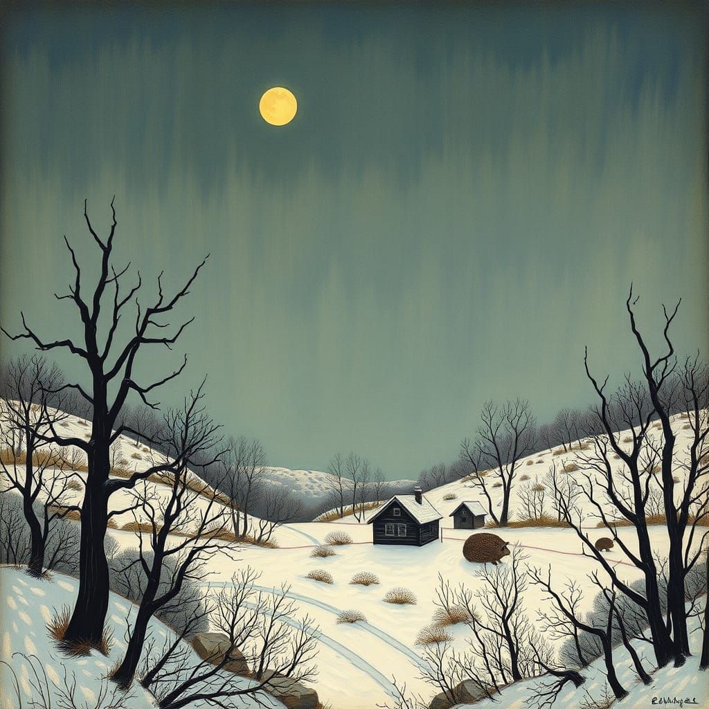 Ethereal Hedgehog Kingdom in Winter Wonderland