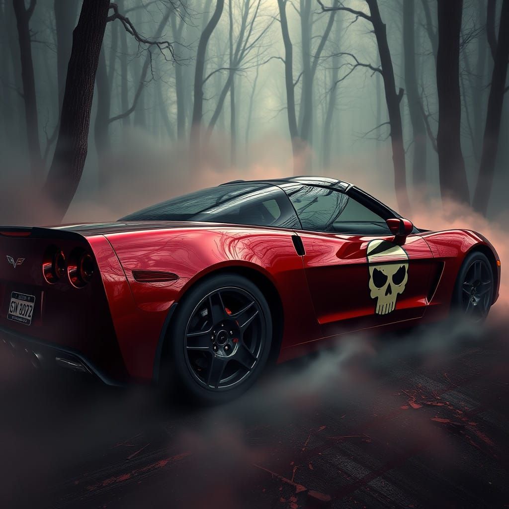 Cyberpunk Corvette in Mystic Dream Environment