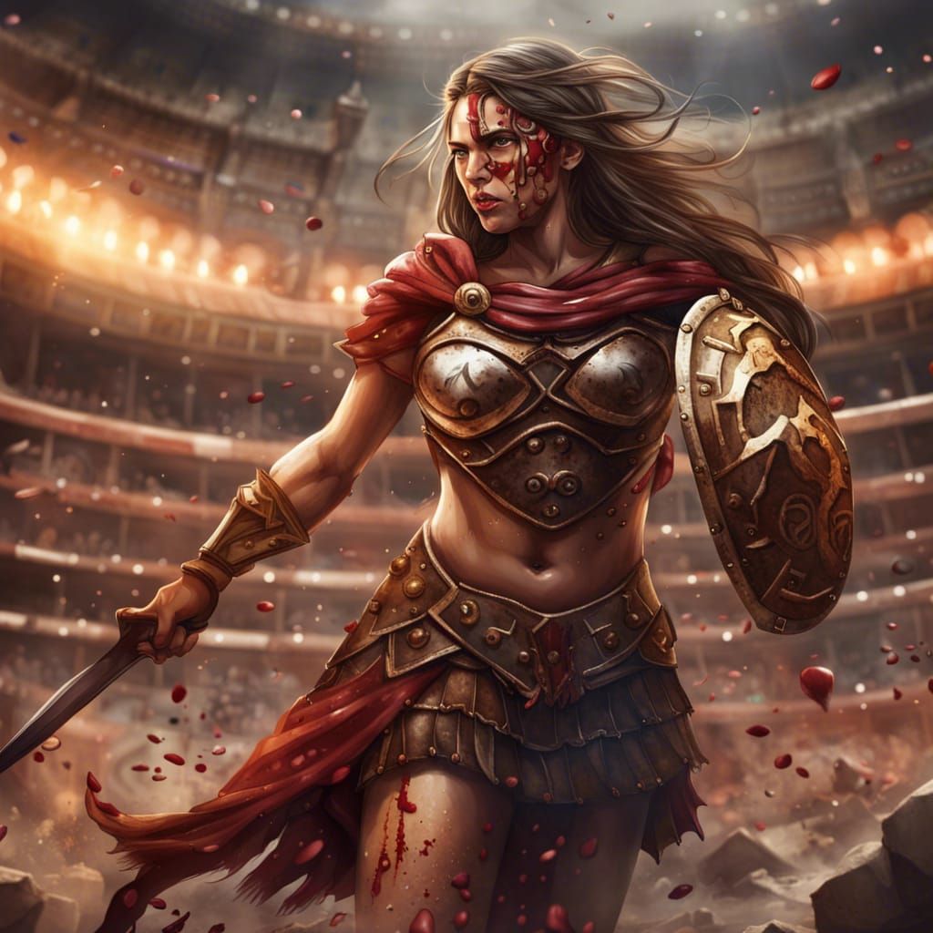 Spartan Warrior Princess in Bloody Arena Fight