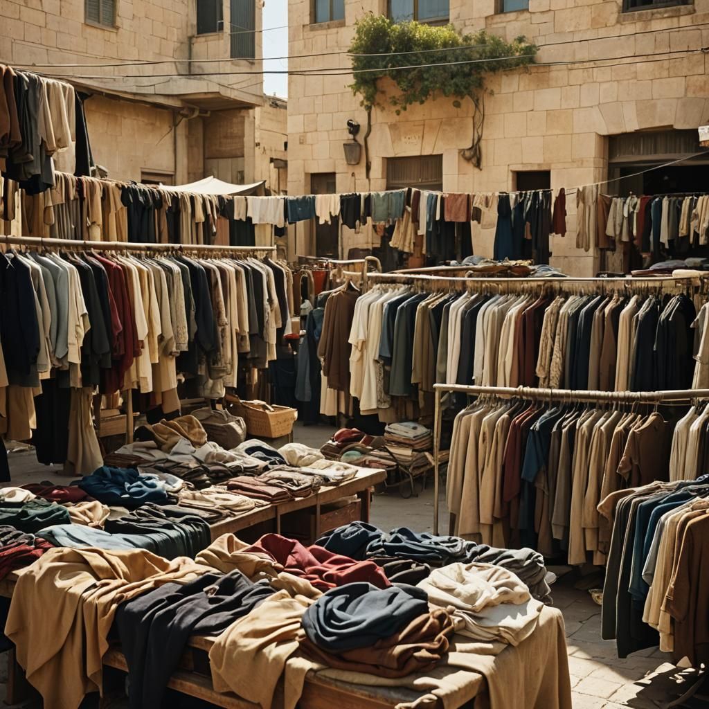 Jerusalem Clothing Market, Vintage Street Photography