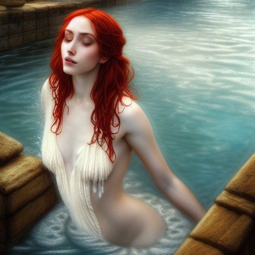 Ancient Greek Priestess Bathing in a Pool