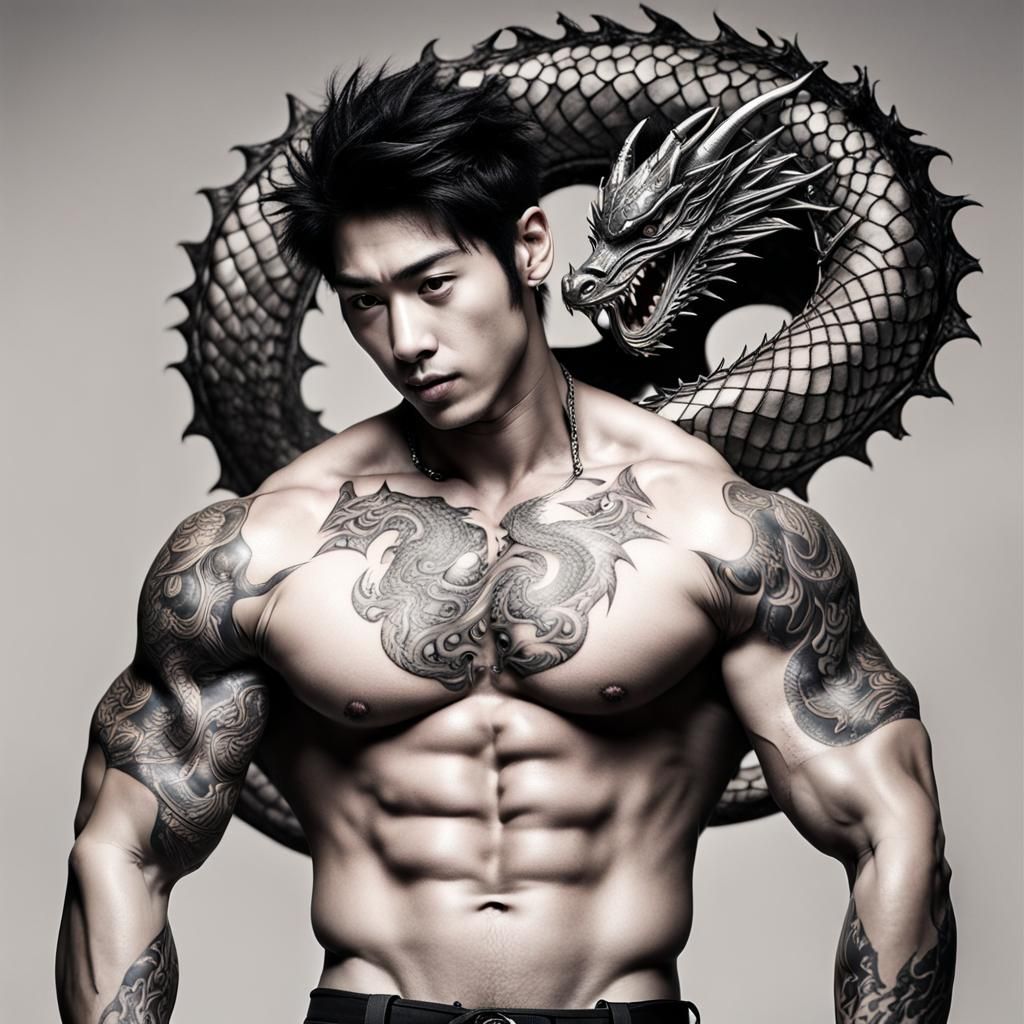 Japanese Idol with Dragon Tattoo Art