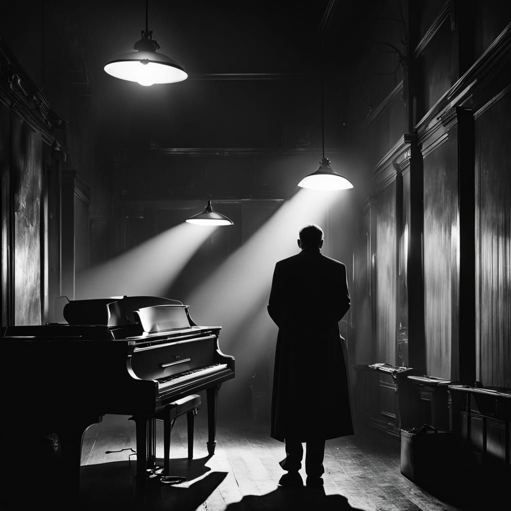 Moody Jazz Club Scene in Film Noir Style