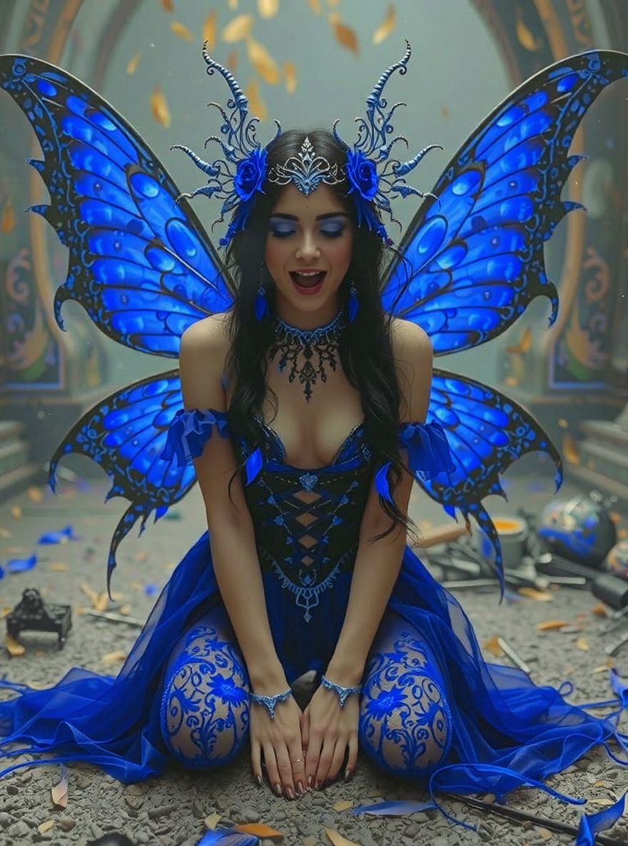 Hyperrealistic Fairy in Ashes, Dark Romantic Romany Setting