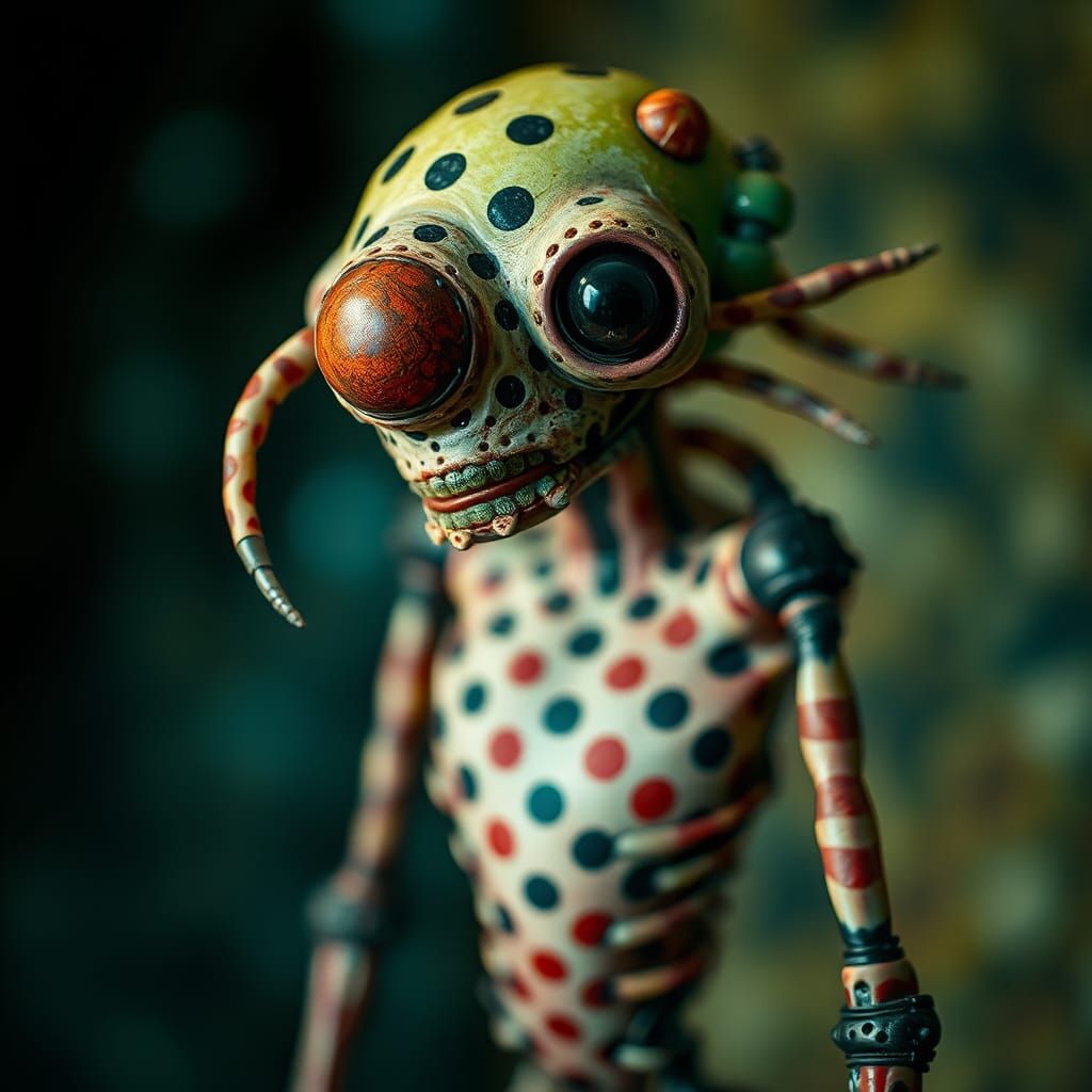 Grotesque Polka-Dotted Creature in Surreal Style