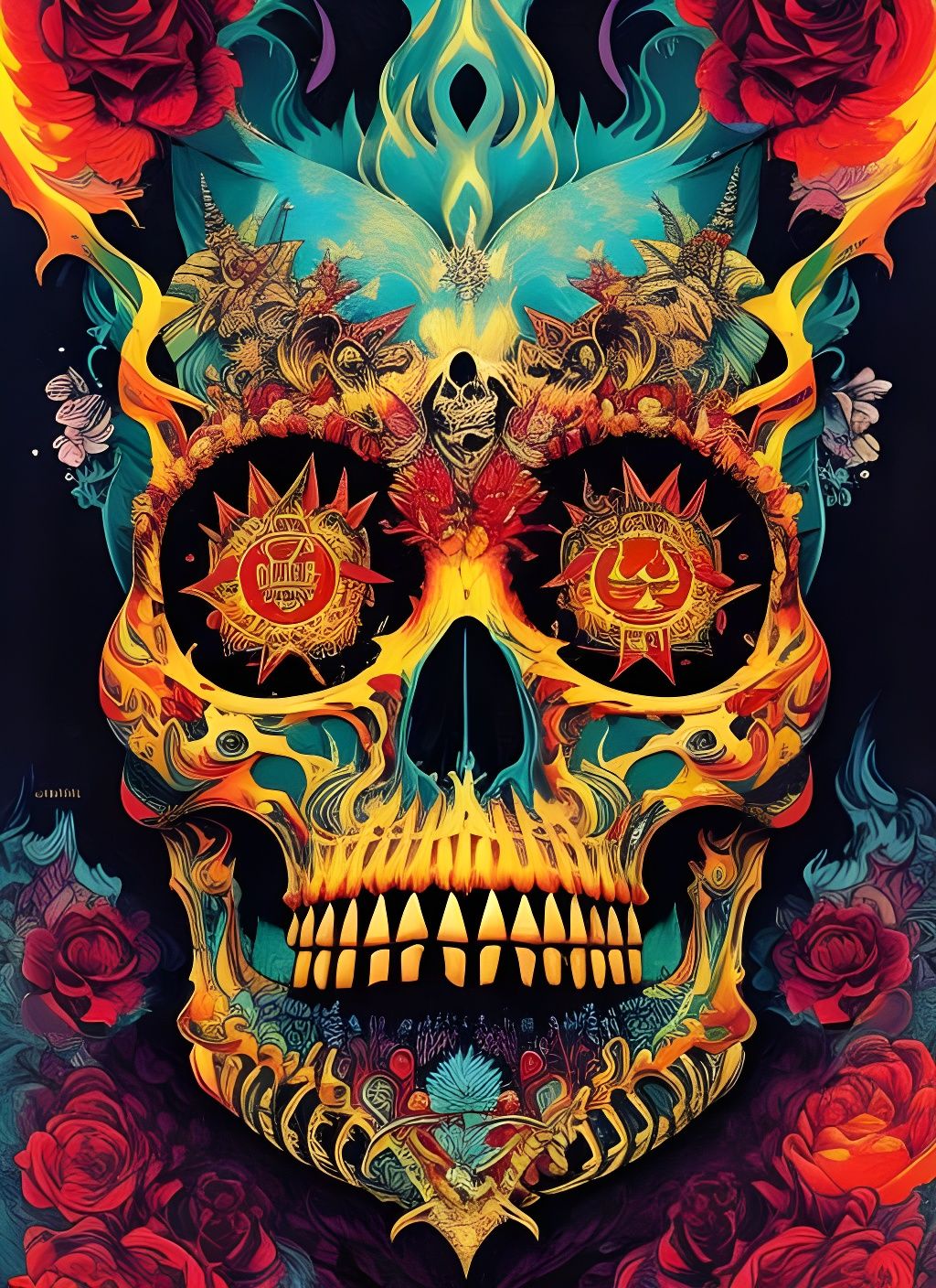 Explosive Skull Fantasy Digital Art