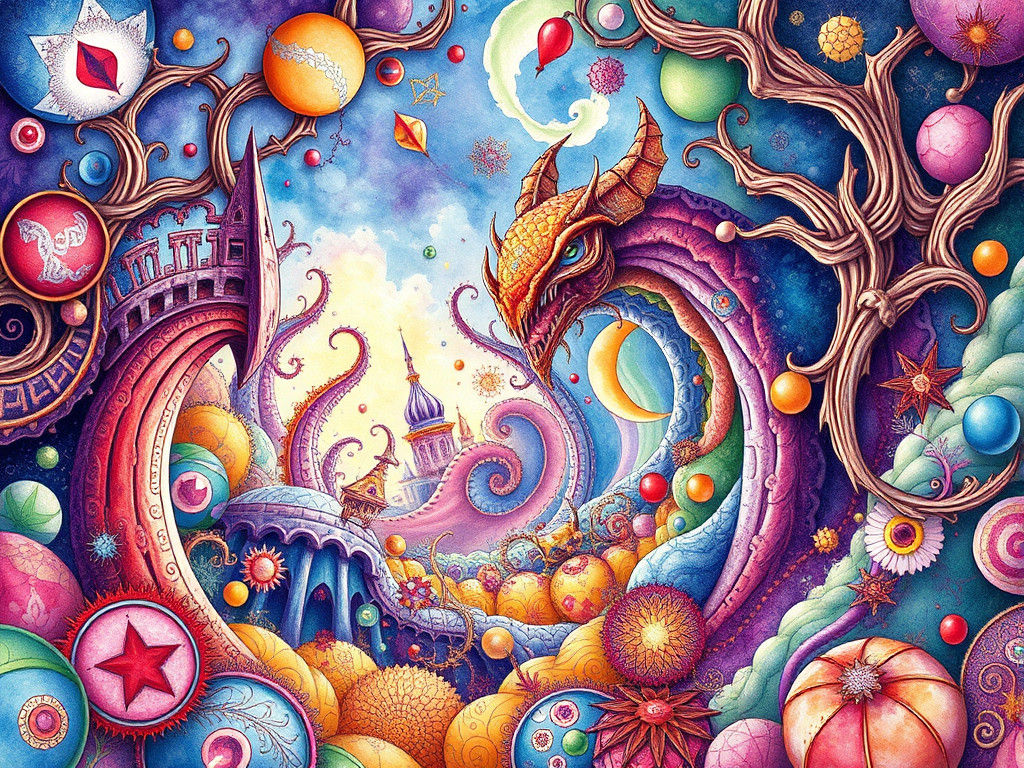 Colorful Fairytale Fantasy World in Watercolor