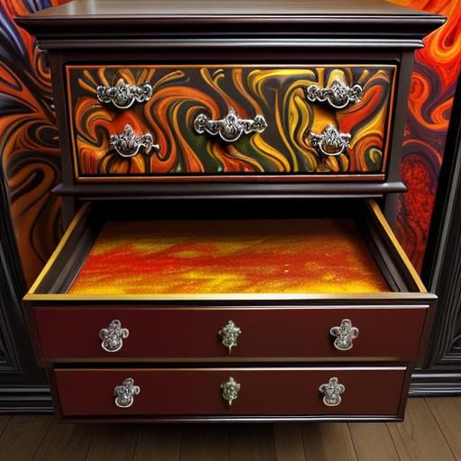 Surrealist Melting Chest of Drawers, Oil on Canvas