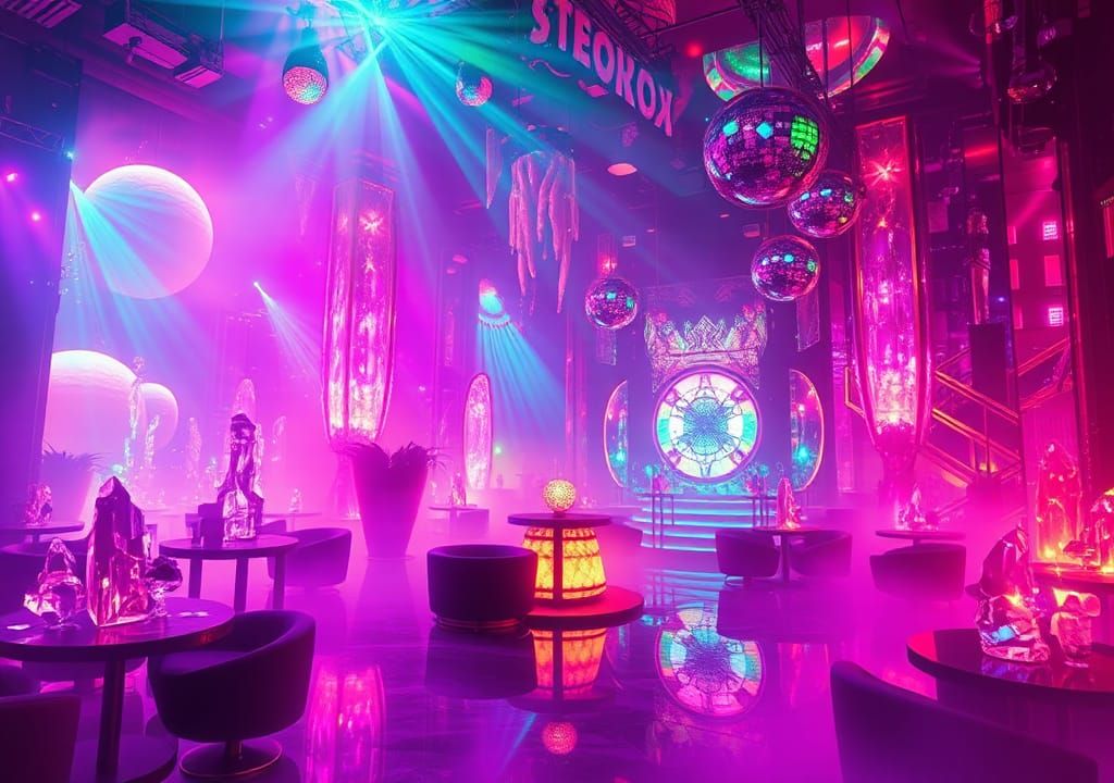 Luxurious Crystal Discotheque in a Matte Painting Style