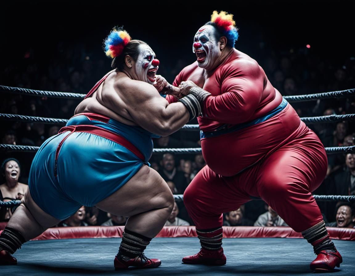 Zombie Monkey Clown Sumo Wrestling Ring Spectacle