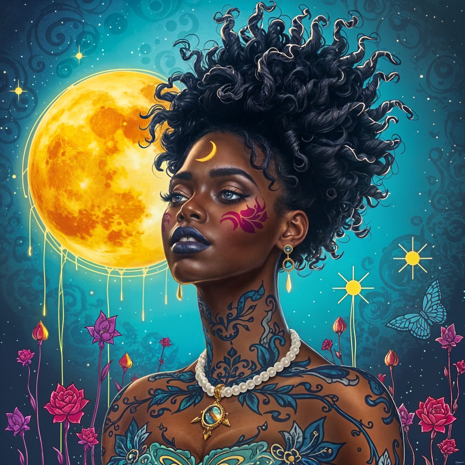 Sensual African Moon Goddess Radiates Serenity