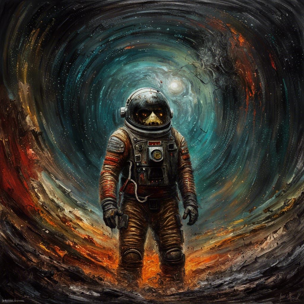 Grotesque Spaceman in Gothic Horror Style