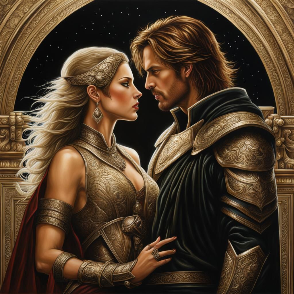 Romantic Fantasy Couple by Adrian Smith Style