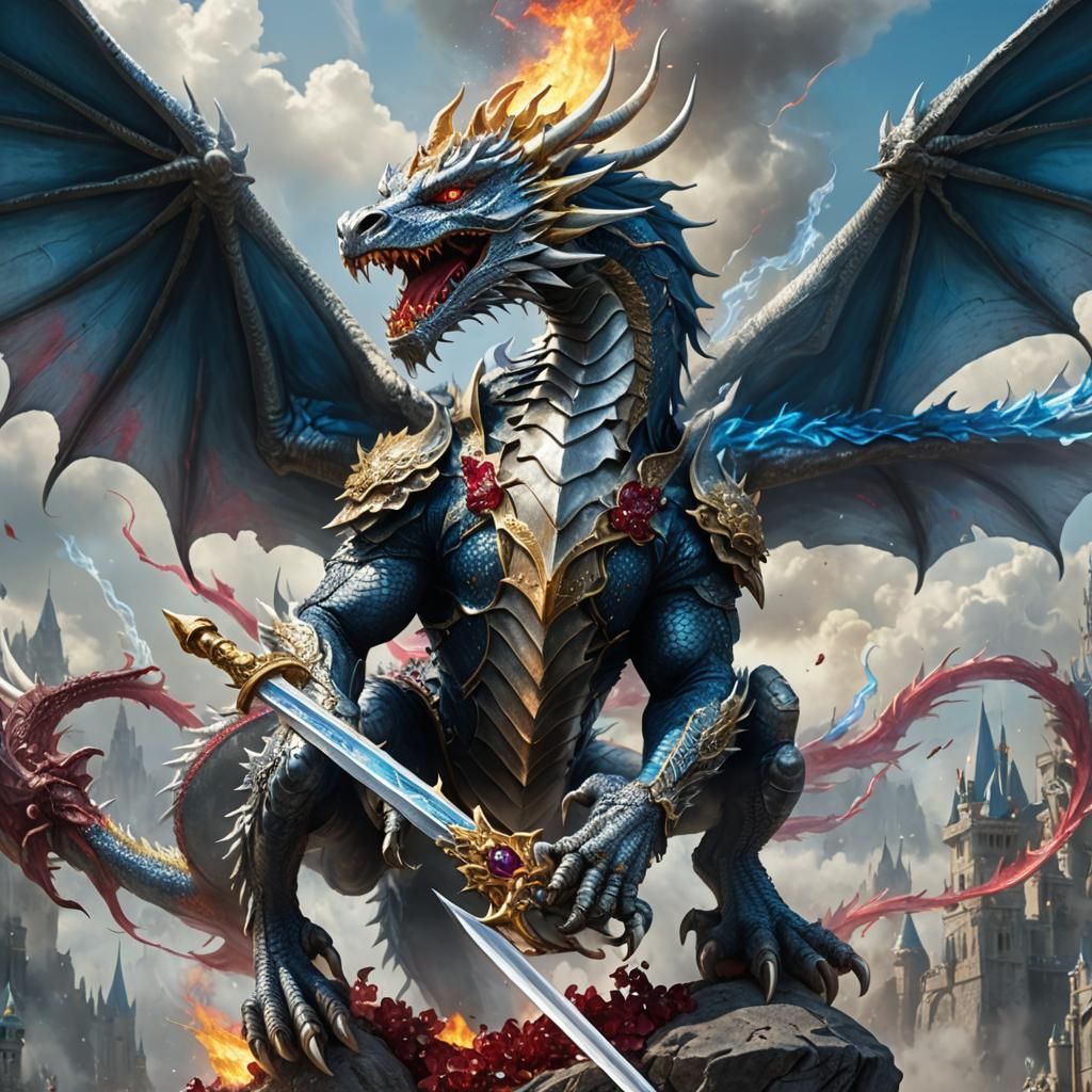 Silver Dragon Queen in Flight: Matte Painting