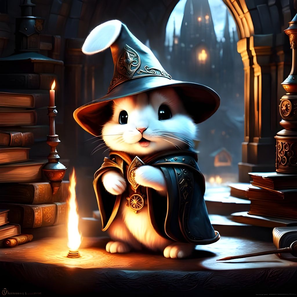 Wizard Bunny in Castle Dungeon, 3D Matte Painting